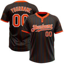 Load image into Gallery viewer, Custom Black Orange Pinstripe White Two-Button Unisex Softball Jersey