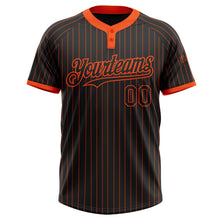 Load image into Gallery viewer, Custom Black Orange Pinstripe Orange Two-Button Unisex Softball Jersey