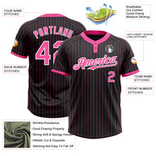 Load image into Gallery viewer, Custom Black Pink Pinstripe White Two-Button Unisex Softball Jersey