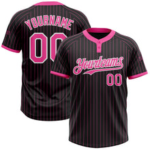 Load image into Gallery viewer, Custom Black Pink Pinstripe White Two-Button Unisex Softball Jersey