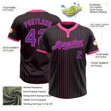 Load image into Gallery viewer, Custom Black Pink Pinstripe Purple Two-Button Unisex Softball Jersey