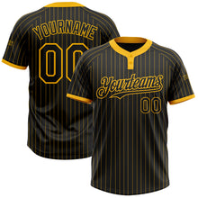 Load image into Gallery viewer, Custom Black Gold Pinstripe Gold Two-Button Unisex Softball Jersey