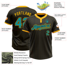 Load image into Gallery viewer, Custom Black Gold Pinstripe Teal Two-Button Unisex Softball Jersey