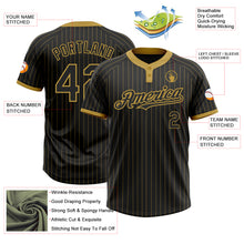 Load image into Gallery viewer, Custom Black Old Gold Pinstripe Old Gold Two-Button Unisex Softball Jersey