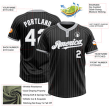 Load image into Gallery viewer, Custom Black Gray Pinstripe White Two-Button Unisex Softball Jersey