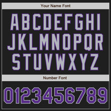 Load image into Gallery viewer, Custom Black Purple Pinstripe Gray Two-Button Unisex Softball Jersey