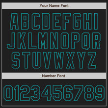 Load image into Gallery viewer, Custom Black Teal Pinstripe Teal Two-Button Unisex Softball Jersey