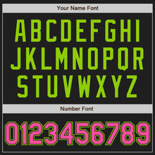 Load image into Gallery viewer, Custom Black Neon Green Pinstripe Pink Two-Button Unisex Softball Jersey