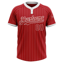 Load image into Gallery viewer, Custom Red White Pinstripe White Two-Button Unisex Softball Jersey