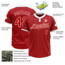 Load image into Gallery viewer, Custom Red White Pinstripe White Two-Button Unisex Softball Jersey