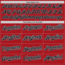 Load image into Gallery viewer, Custom Red Gray Pinstripe Black Two-Button Unisex Softball Jersey