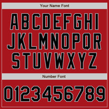 Load image into Gallery viewer, Custom Red Gray Pinstripe Black Two-Button Unisex Softball Jersey