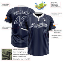 Load image into Gallery viewer, Custom Navy White Pinstripe White Two-Button Unisex Softball Jersey