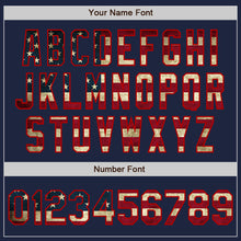 Load image into Gallery viewer, Custom Navy Red Pinstripe Vintage USA Flag Two-Button Unisex Softball Jersey