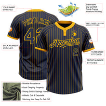 Load image into Gallery viewer, Custom Navy Gold Pinstripe Gold Two-Button Unisex Softball Jersey
