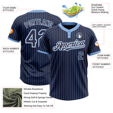 Load image into Gallery viewer, Custom Navy Light Blue Pinstripe White Two-Button Unisex Softball Jersey