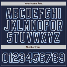 Load image into Gallery viewer, Custom Navy Light Blue Pinstripe White Two-Button Unisex Softball Jersey