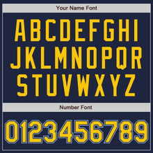 Load image into Gallery viewer, Custom Navy Light Blue Pinstripe Yellow Two-Button Unisex Softball Jersey