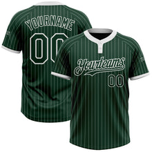 Load image into Gallery viewer, Custom Green White Pinstripe White Two-Button Unisex Softball Jersey