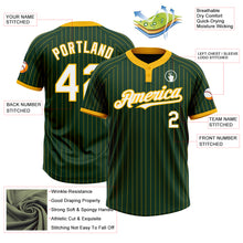 Load image into Gallery viewer, Custom Green Gold Pinstripe White Two-Button Unisex Softball Jersey