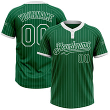 Load image into Gallery viewer, Custom Kelly Green White Pinstripe White Two-Button Unisex Softball Jersey