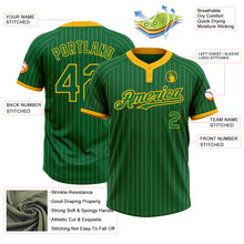 Load image into Gallery viewer, Custom Kelly Green Gold Pinstripe Gold Two-Button Unisex Softball Jersey