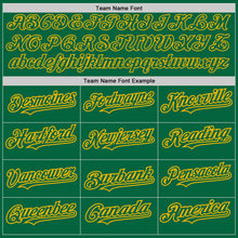Load image into Gallery viewer, Custom Kelly Green Gold Pinstripe Gold Two-Button Unisex Softball Jersey