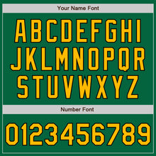 Load image into Gallery viewer, Custom Kelly Green Black Pinstripe Gold Two-Button Unisex Softball Jersey