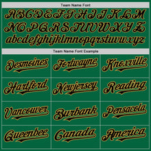 Load image into Gallery viewer, Custom Kelly Green Old Gold Pinstripe Black Two-Button Unisex Softball Jersey