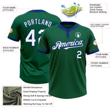 Load image into Gallery viewer, Custom Kelly Green Royal Pinstripe White Two-Button Unisex Softball Jersey