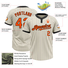 Load image into Gallery viewer, Custom Cream Black Pinstripe Orange Two-Button Unisex Softball Jersey