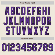 Load image into Gallery viewer, Custom Cream Black Pinstripe Purple Two-Button Unisex Softball Jersey