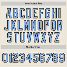 Load image into Gallery viewer, Custom Cream Black Pinstripe Light Blue Two-Button Unisex Softball Jersey