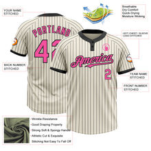 Load image into Gallery viewer, Custom Cream Black Pinstripe Pink Two-Button Unisex Softball Jersey