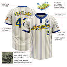 Load image into Gallery viewer, Custom Cream Royal Pinstripe Yellow Two-Button Unisex Softball Jersey