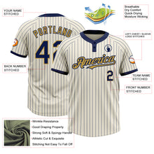 Load image into Gallery viewer, Custom Cream Navy Pinstripe Old Gold Two-Button Unisex Softball Jersey