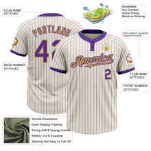 Load image into Gallery viewer, Custom Cream Purple Pinstripe Old Gold Two-Button Unisex Softball Jersey