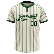 Load image into Gallery viewer, Custom Cream Green Pinstripe Green Two-Button Unisex Softball Jersey