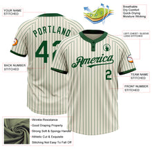 Load image into Gallery viewer, Custom Cream Green Pinstripe Green Two-Button Unisex Softball Jersey