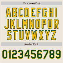 Load image into Gallery viewer, Custom Cream Green Pinstripe Gold Two-Button Unisex Softball Jersey