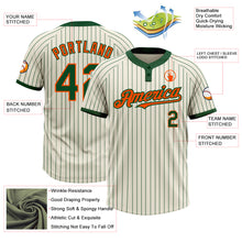 Load image into Gallery viewer, Custom Cream Green Pinstripe Orange Two-Button Unisex Softball Jersey