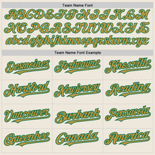 Load image into Gallery viewer, Custom Cream Kelly Green Pinstripe Old Gold Two-Button Unisex Softball Jersey