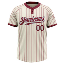 Load image into Gallery viewer, Custom Cream Crimson Pinstripe Gray Two-Button Unisex Softball Jersey