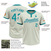 Load image into Gallery viewer, Custom Cream Teal Pinstripe Gray Two-Button Unisex Softball Jersey