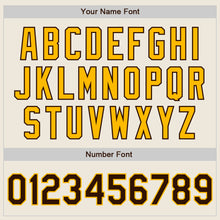 Load image into Gallery viewer, Custom Cream Brown Pinstripe Gold Two-Button Unisex Softball Jersey