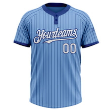 Load image into Gallery viewer, Custom Light Blue Royal Pinstripe White Two-Button Unisex Softball Jersey