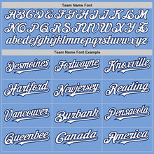 Load image into Gallery viewer, Custom Light Blue Navy Pinstripe White Two-Button Unisex Softball Jersey