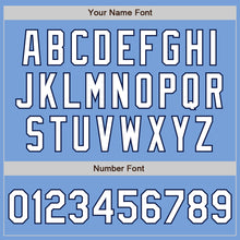 Load image into Gallery viewer, Custom Light Blue Navy Pinstripe White Two-Button Unisex Softball Jersey