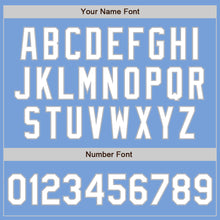 Load image into Gallery viewer, Custom Light Blue Gray Pinstripe White Two-Button Unisex Softball Jersey