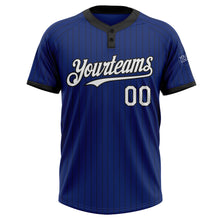 Load image into Gallery viewer, Custom Royal Black Pinstripe White Two-Button Unisex Softball Jersey
